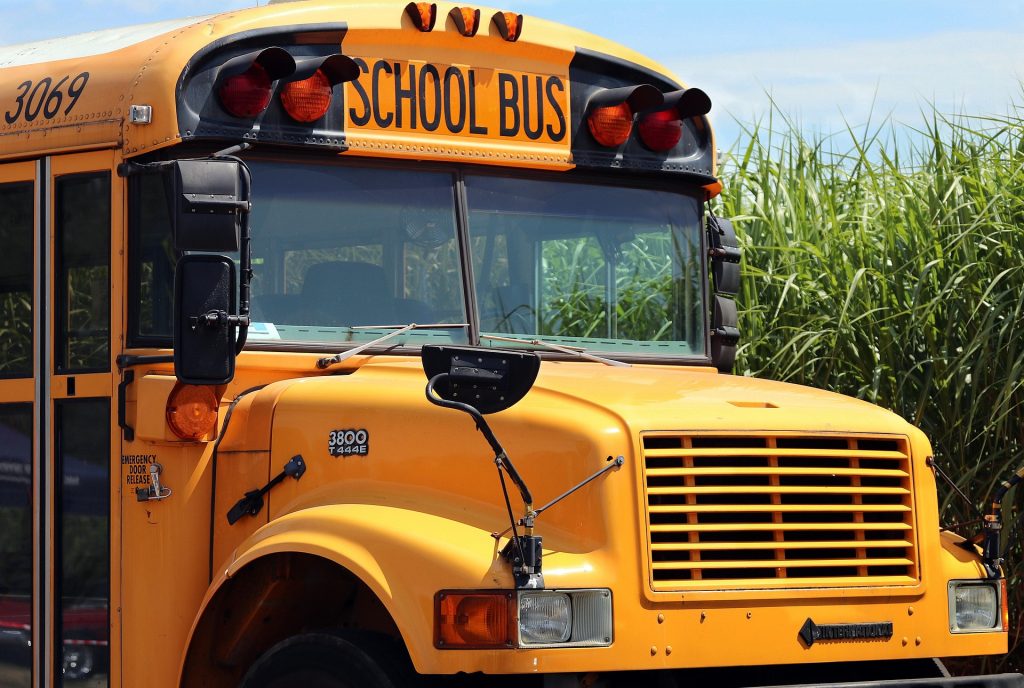 Front of a yellow school bus